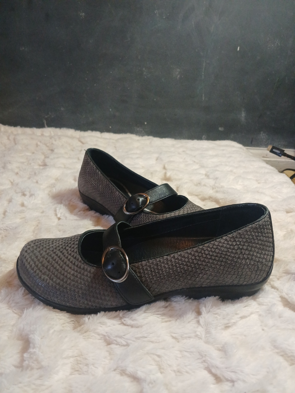 Dansko Orla Mary Jane Comfort Shoes Black Gray Snakeskin Womens Size 36 - Picture 7 of 10